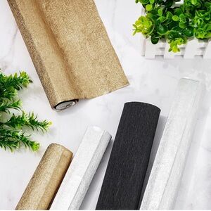 New! 2 packs of crepe paper gold silver black anniversary graduation